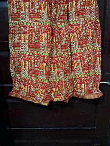 Vibrant Red &amp; Yellow Ethnic Print Skirt