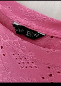 Pink Eyelet Flutter Sleeve Top