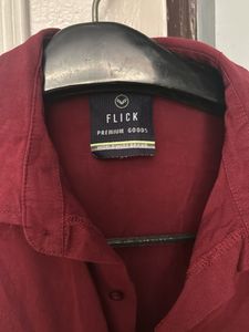 Maroon Short Sleeve Shirt with Graphic Print