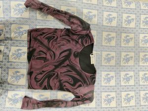 Sheer Marble Print Long Sleeve Top