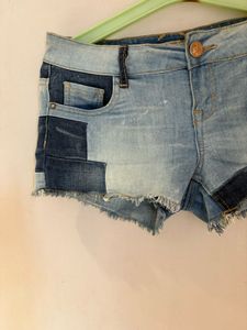 Stylish Patchwork Denim Shorts