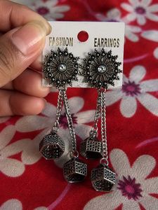 ✨ Oxidised Long Chain Statement Earrings | Trendy