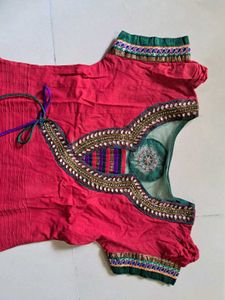 Red Embroidered Kurta