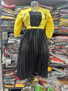Yellow &amp; Black Frock with Blazer