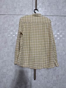 SPAO Men's Beige Gingham Button-Down Shirt