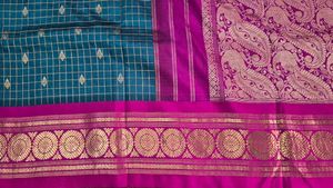 Elegant Teal &amp; Pink Silk Saree