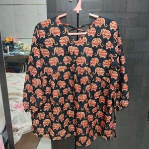 Elegant Elephant Print Kurta