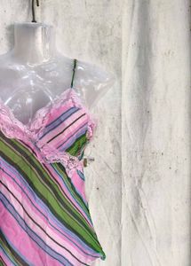 Vintage Striped Lace Trim Cami Top