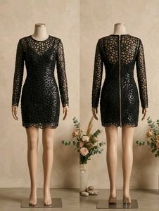 Elegant Black Sequin Lace Dress