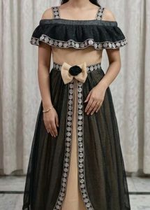 Elegant Black & Beige Gown