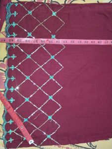 Maroon Embroidered Kurta