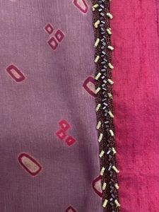 Designer Chiffon Saree,  Real Bandhni With Mukaish