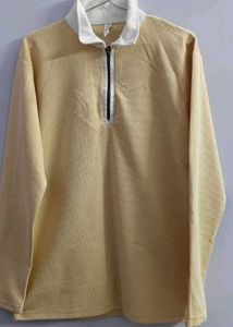Light Yellow Polo Neck Zipper Top
