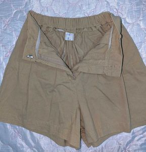 Khaki Pleated Shorts