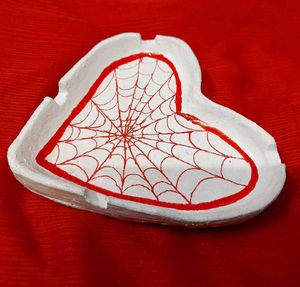 Heart Shaped Ashtray w/ Spiderweb Design