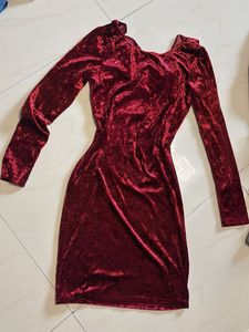 SHEIN BAE Draped back velvet bodycon dress