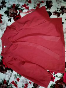 Stylish Coral top with Tie-Up Neck