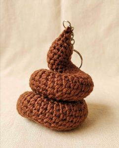 Crocheted Poop Emoji Keychain
