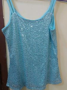 Sparkly Blue Y2K Tank Top
