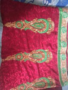 Embroidered Red Saree