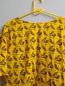 Vrindavan Yellow Printed short Kurti