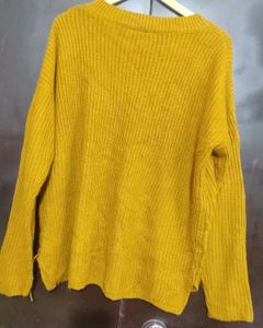 Mustard V-Neck Winter Top For 50 Bust