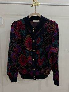 Vintage Richards Floral-patterned knit cardigan