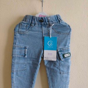 Unisex Light Wash Denim Cargo Pants