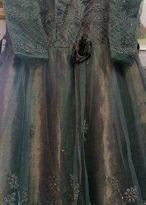 Elegant Smoky Grey Embroidered Party Wear Gown