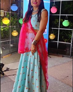 Light Blue Embroidered Lehenga Set