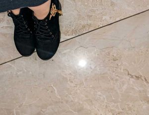 Black Platform Lace-Up Boots