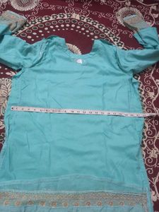 Embellished Teal Kurta Set with Pants
