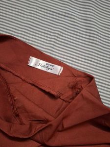 Elegant Rust Colored Draped Dress