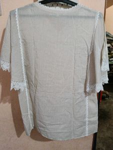 Women's Striped Lace Trim top