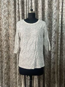 White Printed 3/4 Sleeve Top