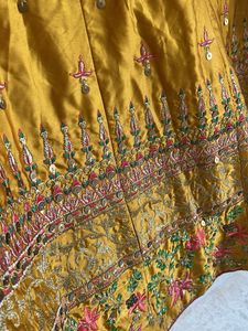Embroidered Mustard Silk Lehenga -3 pc