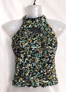 Sparkly Sequin Halter Top