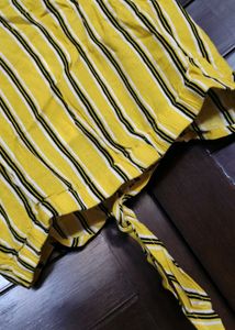 Ginger Yellow Striped Tie-Front Crop Top