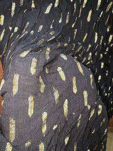 Navy Blue Ethnic Skirt with Gold Print