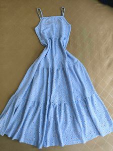 Baby Blue Floral Tiered Midi Dress