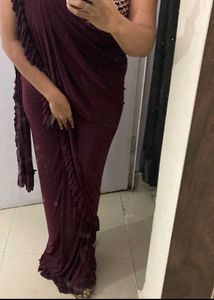 Burgundy Ready-to-Wear Saree