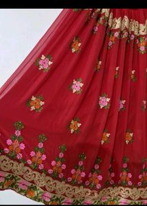 Red Embroidered Ethnic Skirt
