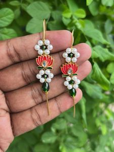Exquisite Lotus Pearl Dangle Earrings