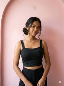 Sleek Black Ribbed Crop Top