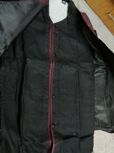 Boys Maroon &amp; Black Kurta Set