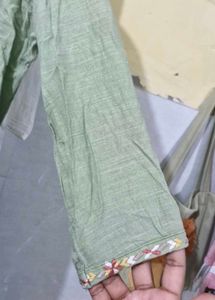 Green Embroidered Ethnic Kurta