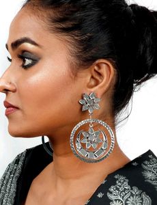 Mirror Afghani Earrings - Indian Jewelry - Indian Fashion - Indian Bridal Jewelry - Indian Earrings - Oxidized Jewelry - Jhumki - Afghani