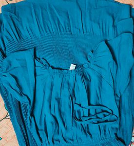 Teal Pleated Top