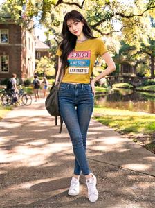 Graphic Typography Printed Mustard Yellow Tshirt