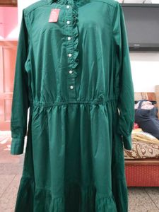 FREE Assembly Elegant Teal Tiered Maxi Dress